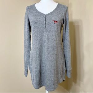 PINK Victoria’s Secret Grey Flannel Red Plaid Christmas Sleepwear Sleep Shirt S